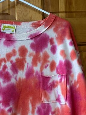 Yummy Tie-Dye Pocket Sweatshirt - Pink & Coral